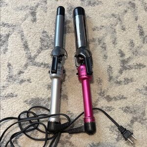Hot Tools Silver and Pink Curling Iron Set